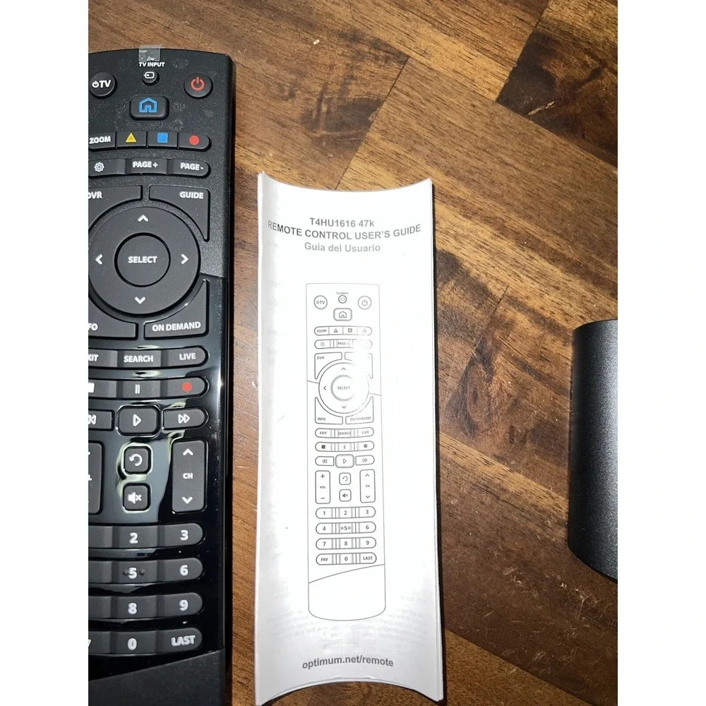 NEW Optimum Cablevision Remote Control Replacement W/ Instructions T4HU1616 47K
